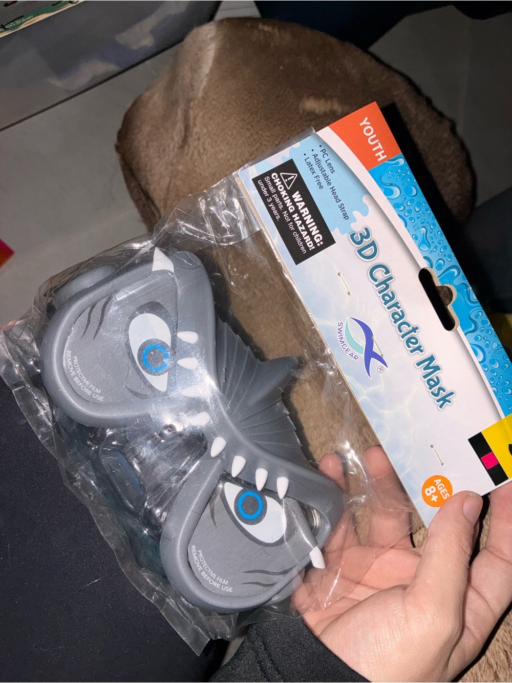 Kids Grey Shark Character Swim Goggles - Youth
